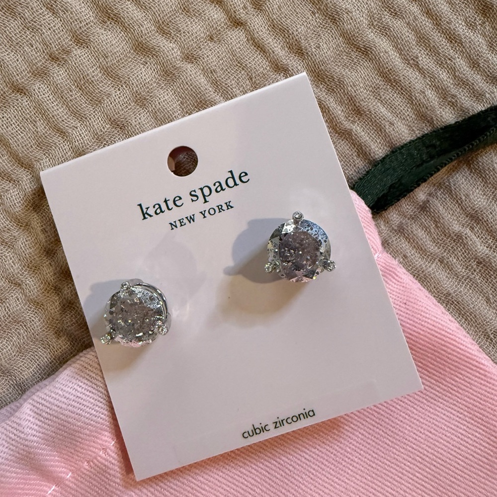 Kate Spade Silver Stud Earrings with Crystal Accents